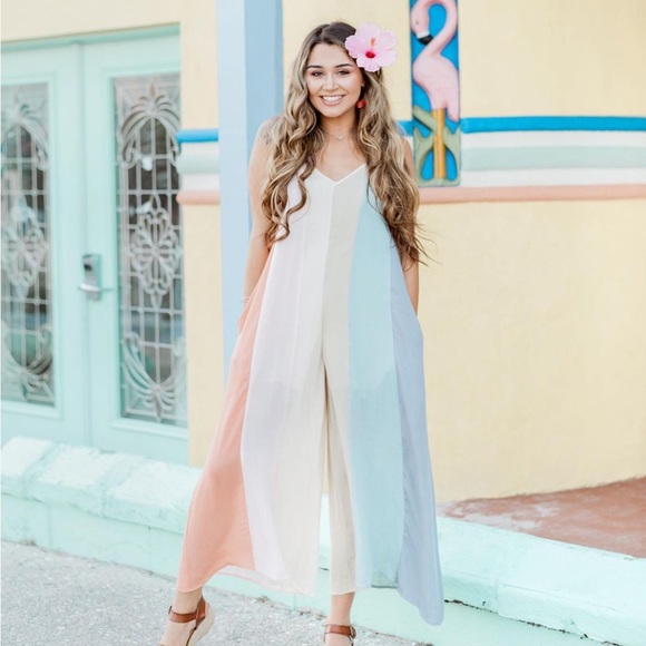 Color blocked summer spring jumpsuit - Picture 5 of 5